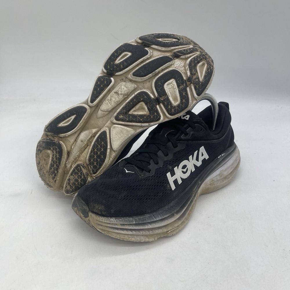 Hoka Bondi 8 Shoes Womens 8.5 B Black Performance Running Athletic Sneakers